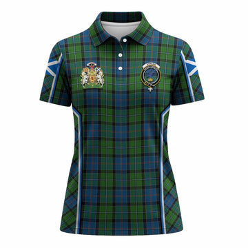Stirling Tartan Crest Women's Polo Shirt Scotland Coat of Arm Flag Style - Tartan Vibes Clothing
