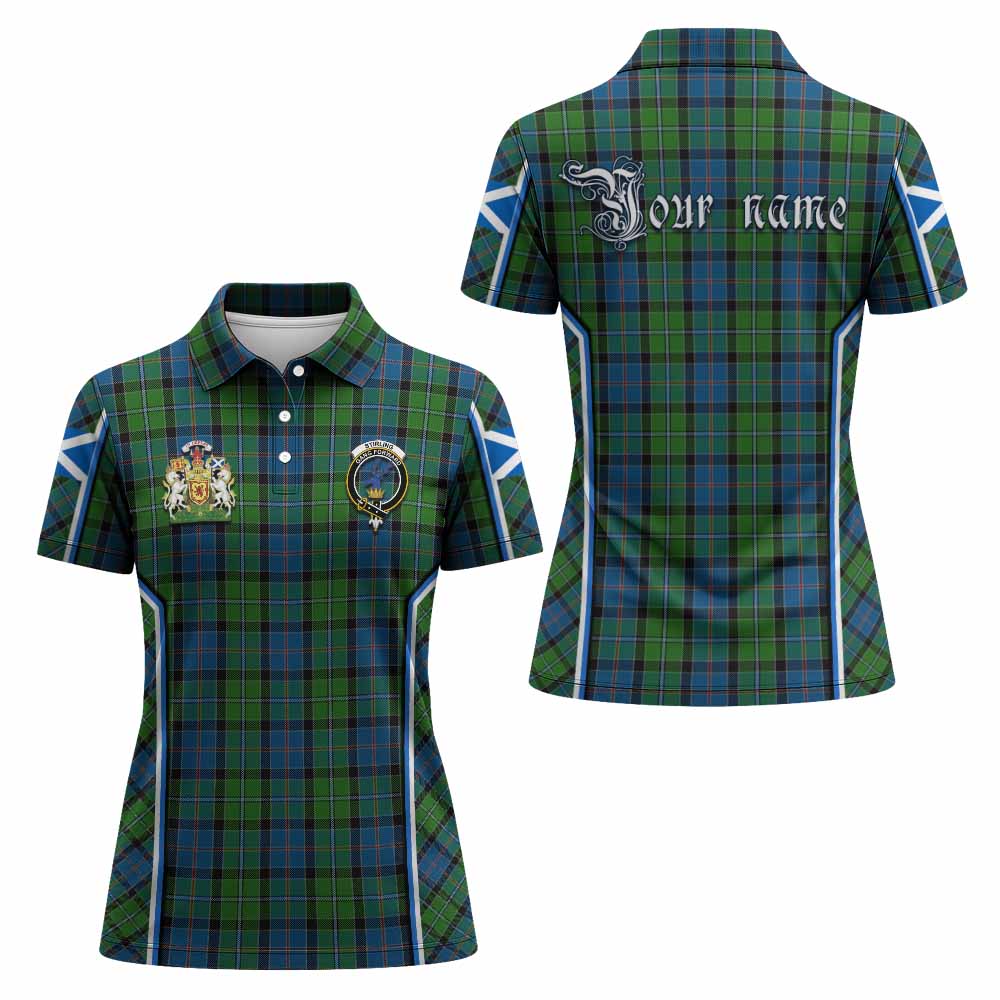 Stirling Tartan Crest Women's Polo Shirt Scotland Coat of Arm Flag Style - Tartan Vibes Clothing
