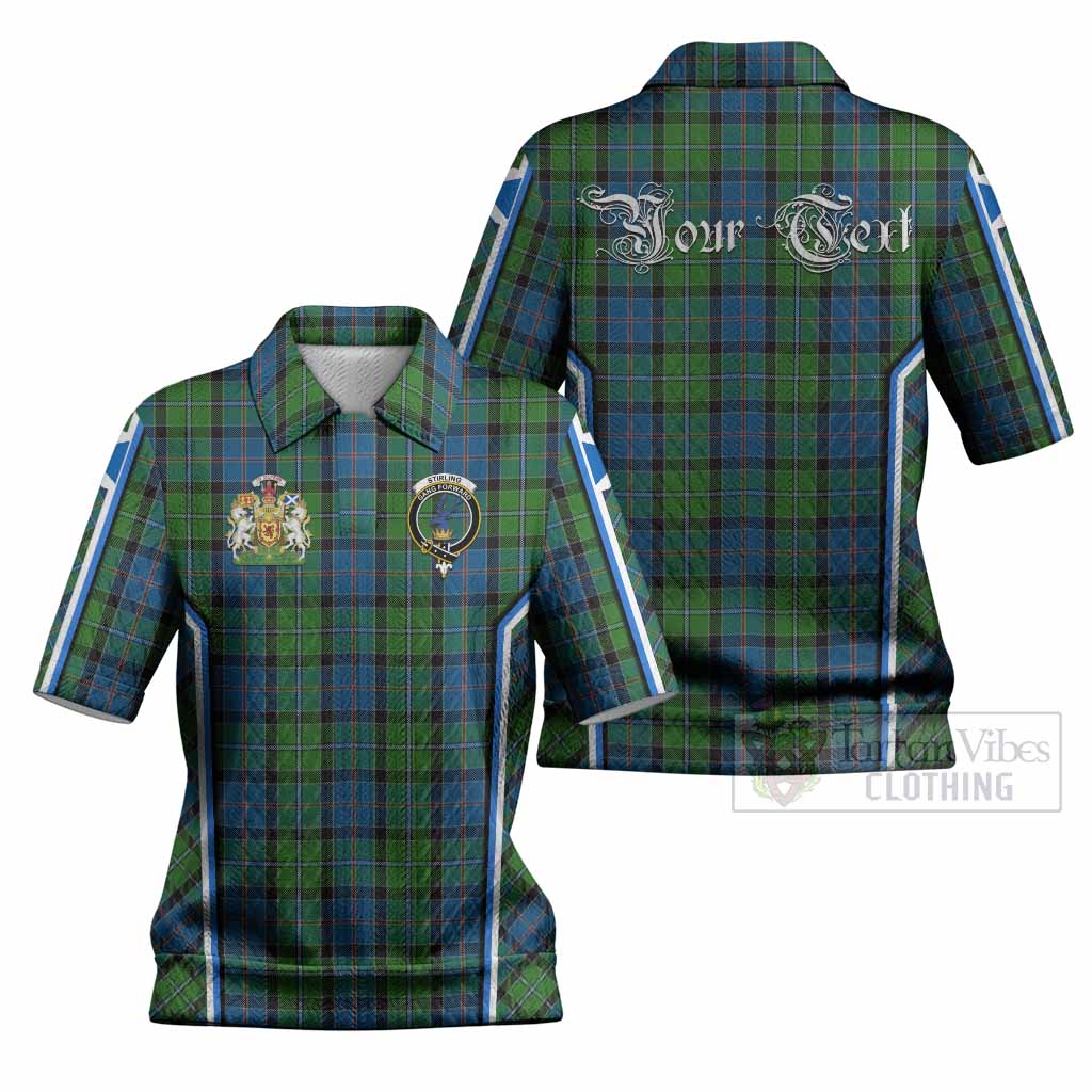 Stirling Tartan Crest Women’s Polo Sweater Top Scotland Coat of Arm Flag Style