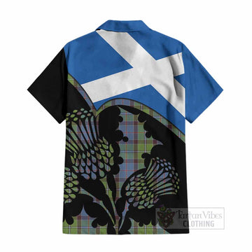 Stirling Tartan Family Crest Cotton Hawaiian Shirt Scotland Thistle Floral Flag Style