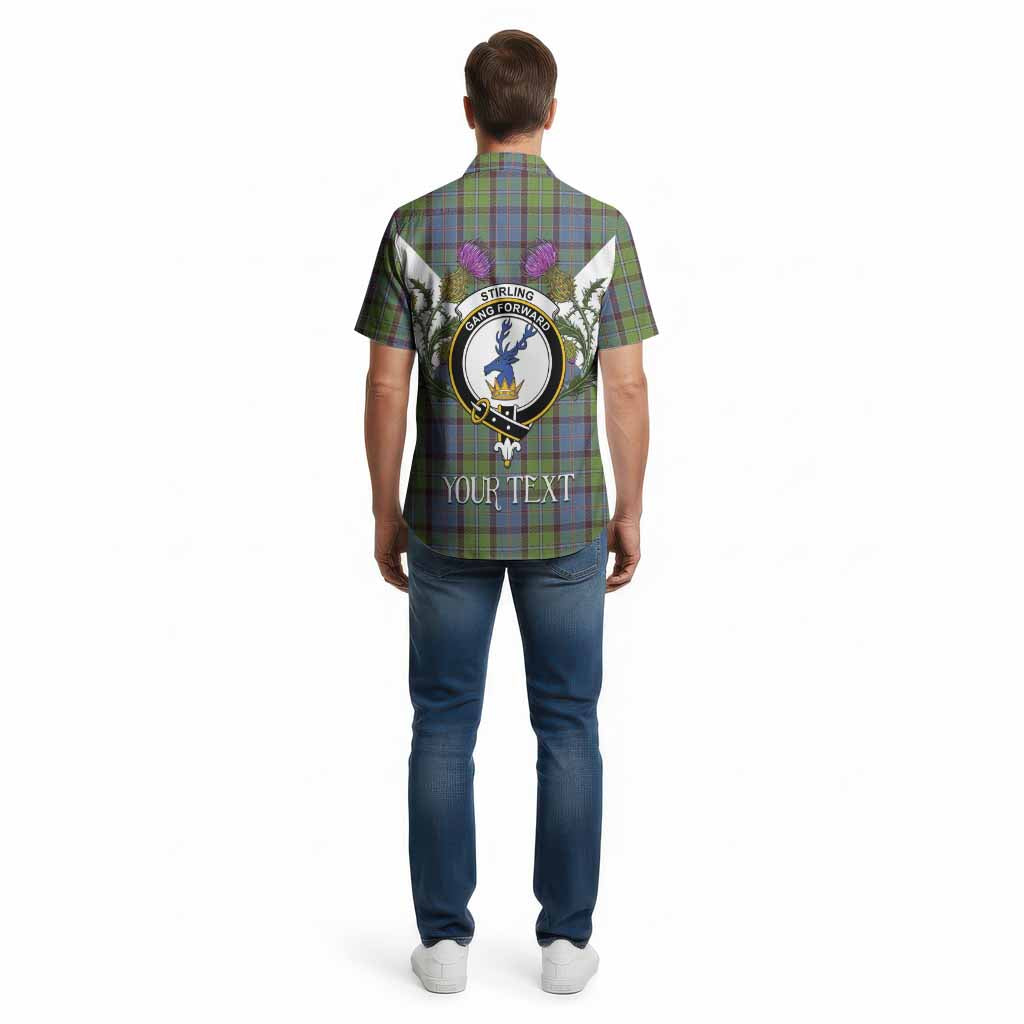 Stirling Tartan Family Crest Cotton Hawaiian Shirt Scottish Burns Night Thistle Floral