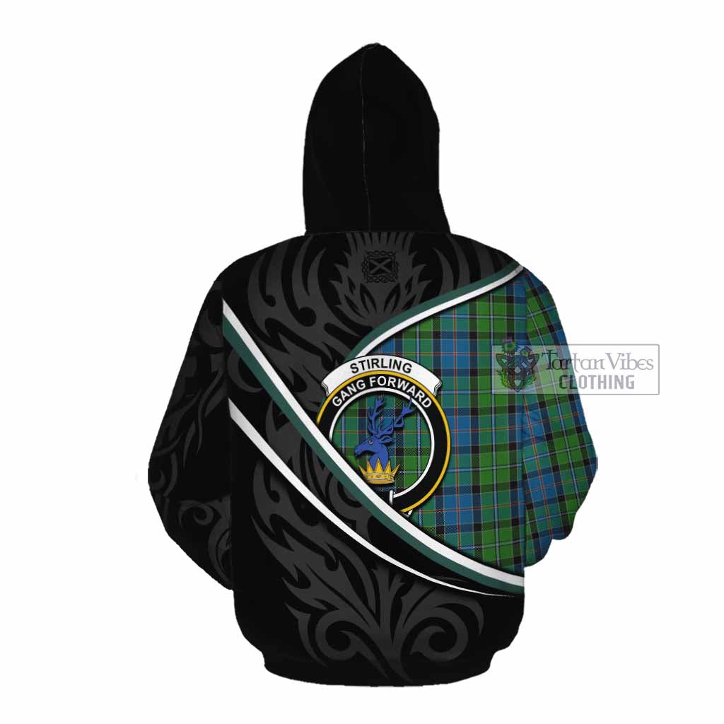 Stirling Tartan Family Crest Cotton Hoodie Celtic Scottish Thistle Floral - Tartan Vibes Clothing