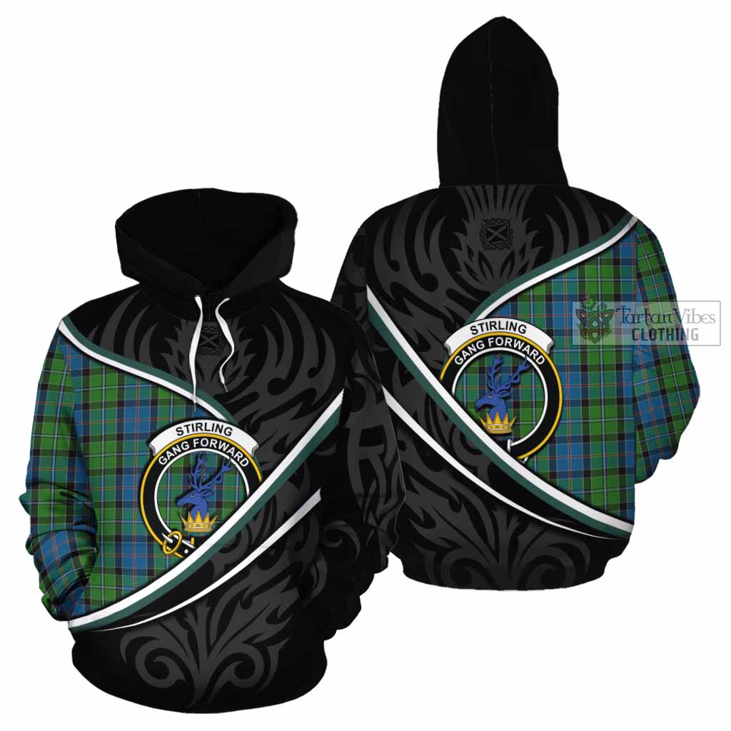 Stirling Tartan Family Crest Cotton Hoodie Celtic Scottish Thistle Floral - Tartan Vibes Clothing