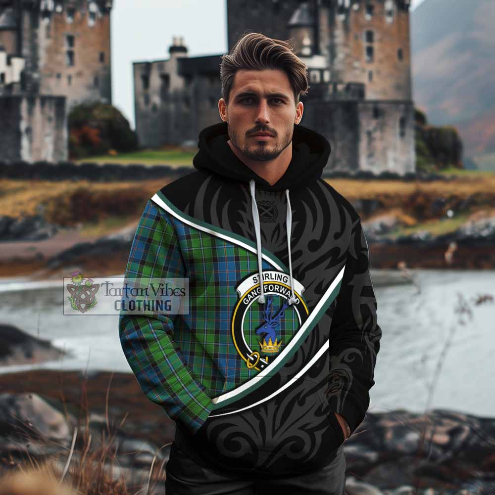 Stirling Tartan Family Crest Cotton Hoodie Celtic Scottish Thistle Floral - Tartan Vibes Clothing