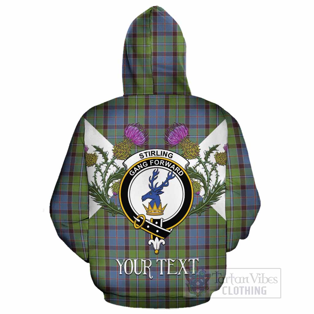 Stirling Tartan Family Crest Cotton Hoodie Scottish Burns Night Thistle Floral