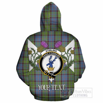 Stirling Tartan Family Crest Cotton Hoodie Scottish Burns Night Thistle Floral