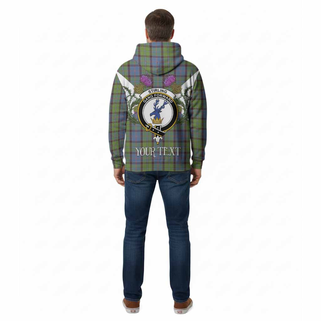 Stirling Tartan Family Crest Cotton Hoodie Scottish Burns Night Thistle Floral