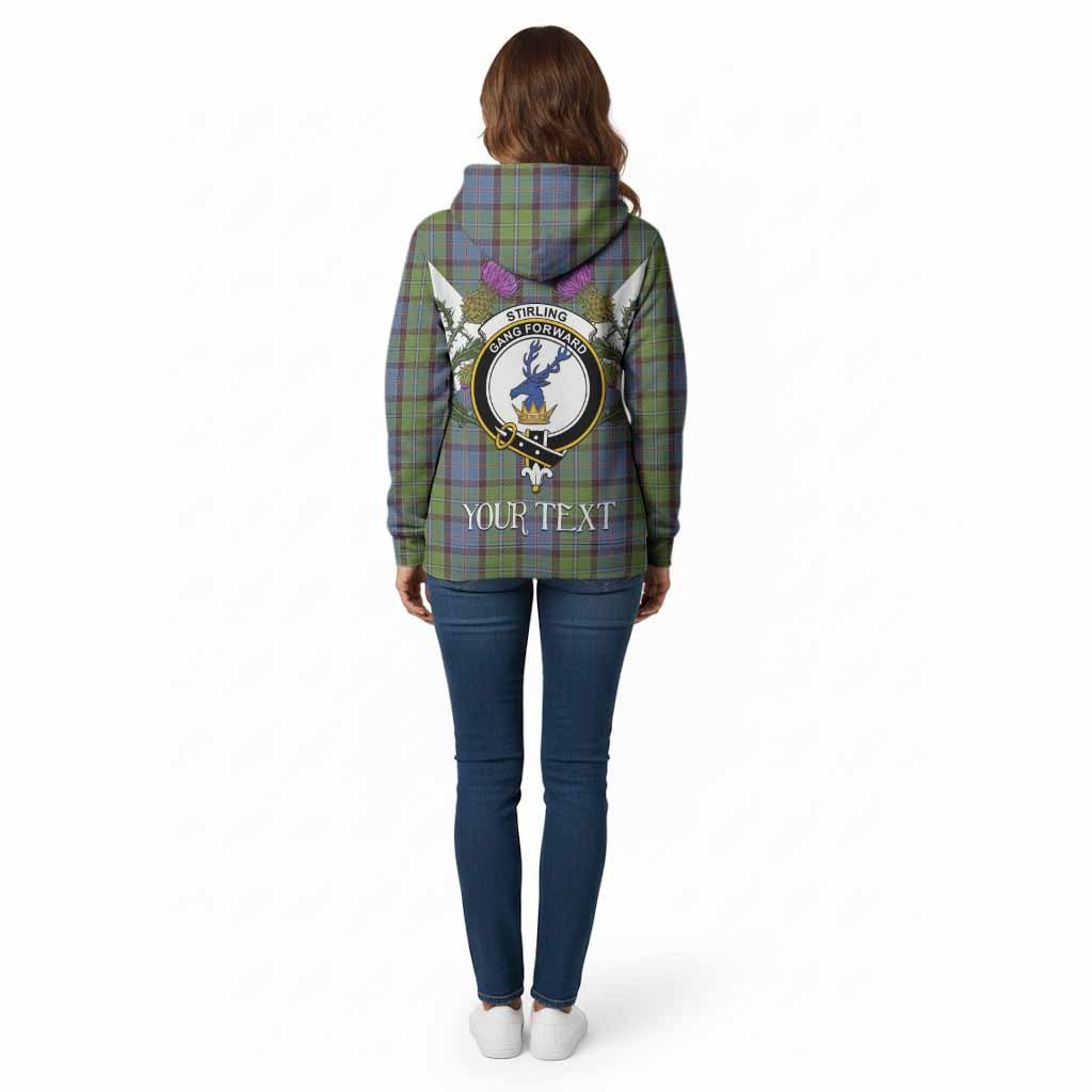 Stirling Tartan Family Crest Cotton Hoodie Scottish Burns Night Thistle Floral