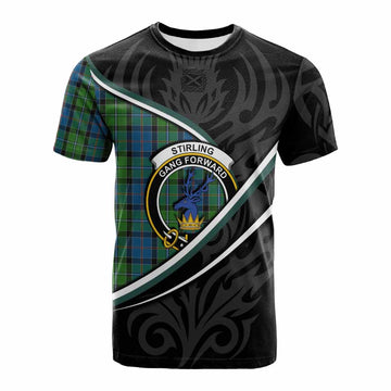 Stirling Tartan Family Crest Cotton T-shirt Celtic Scottish Thistle Floral - Tartan Vibes Clothing