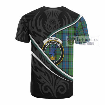 Stirling Tartan Family Crest Cotton T-shirt Celtic Scottish Thistle Floral - Tartan Vibes Clothing