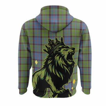 Stirling Tartan Family Crest Hoodie Crowned Lion Roaring