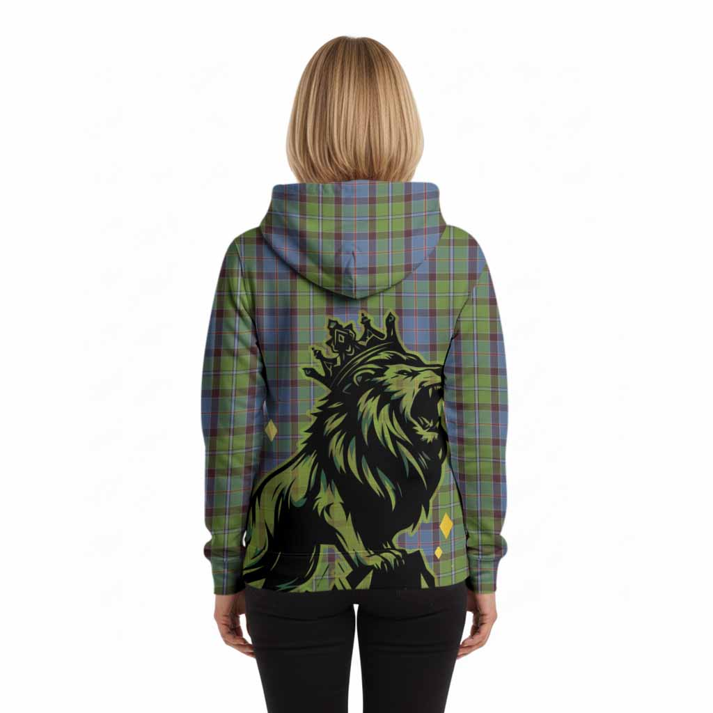 Stirling Tartan Family Crest Hoodie Crowned Lion Roaring