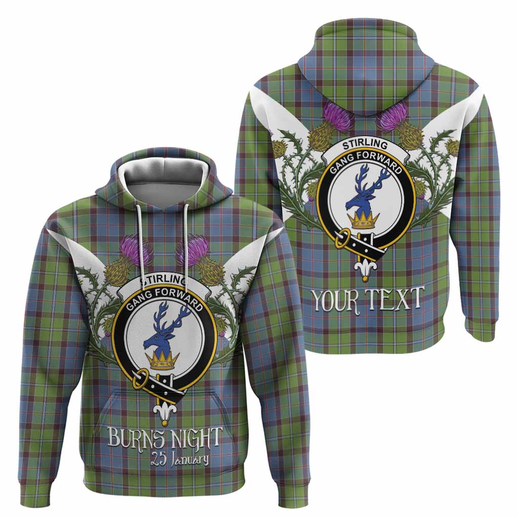 Stirling Tartan Family Crest Hoodie Scottish Burns Night Thistle Floral