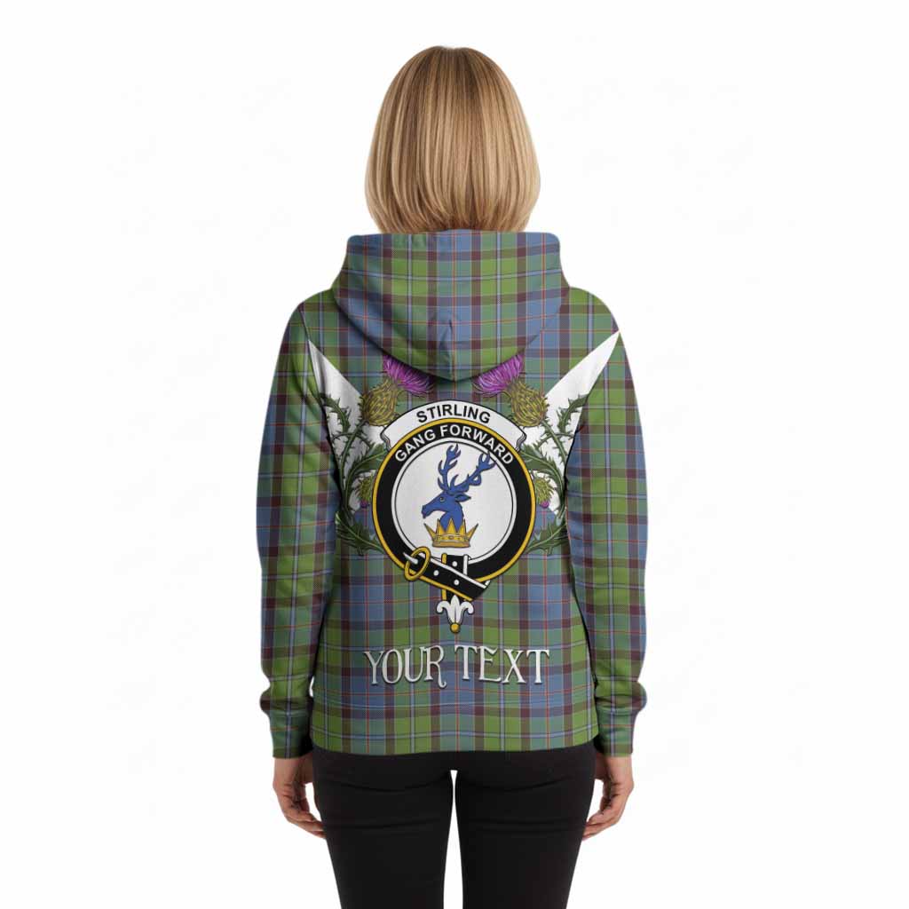 Stirling Tartan Family Crest Hoodie Scottish Burns Night Thistle Floral