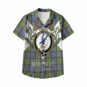 Stirling Tartan Family Crest Kid Hawaiian Shirt Scottish Burns Night Thistle Floral