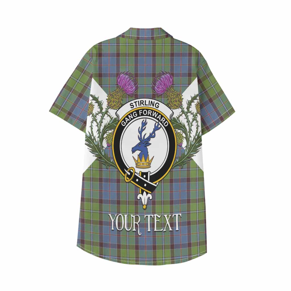 Stirling Tartan Family Crest Kid Hawaiian Shirt Scottish Burns Night Thistle Floral
