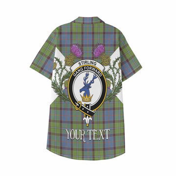 Stirling Tartan Family Crest Kid Hawaiian Shirt Scottish Burns Night Thistle Floral
