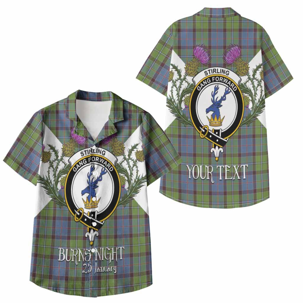 Stirling Tartan Family Crest Kid Hawaiian Shirt Scottish Burns Night Thistle Floral