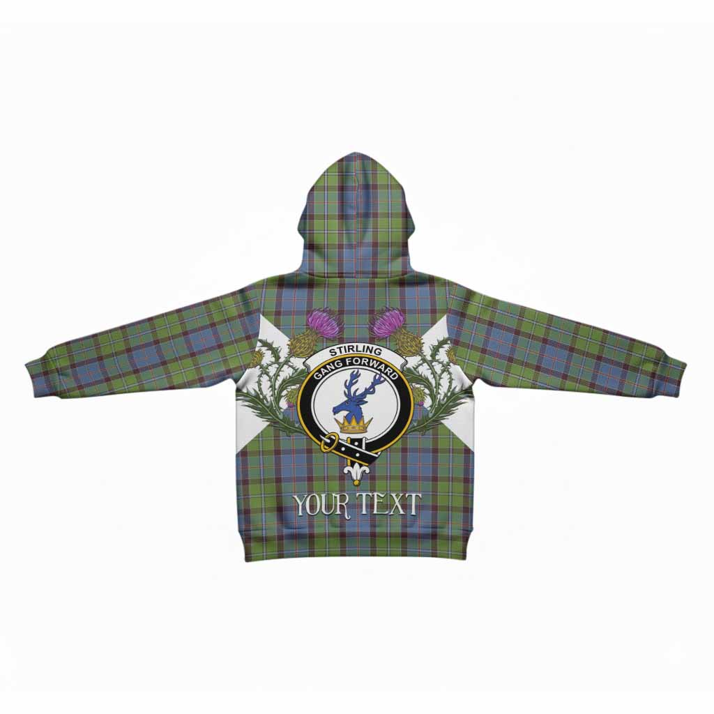 Stirling Tartan Family Crest Kid Hoodie Scottish Burns Night Thistle Floral