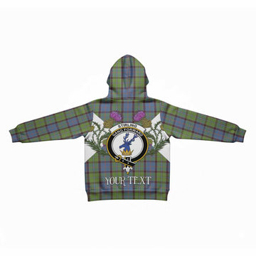 Stirling Tartan Family Crest Kid Hoodie Scottish Burns Night Thistle Floral