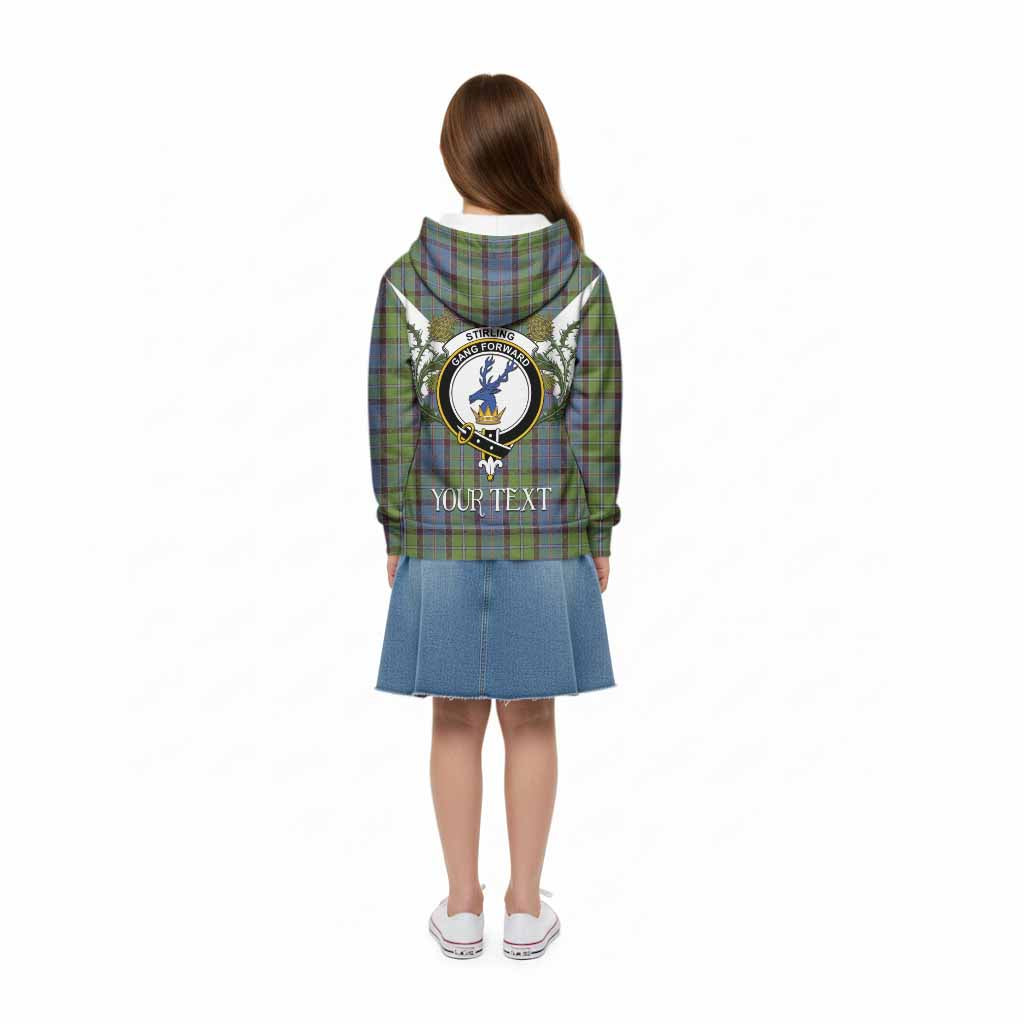 Stirling Tartan Family Crest Kid Hoodie Scottish Burns Night Thistle Floral