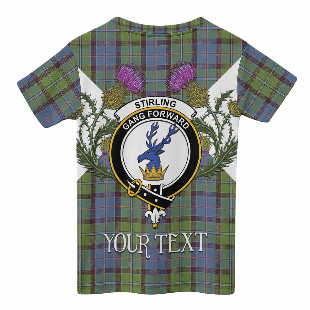 Stirling Tartan Family Crest Kid T-shirt Scottish Burns Night Thistle Floral