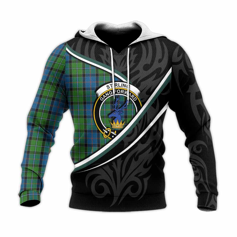 Stirling Tartan Family Crest Knitted Hoodie Celtic Scottish Thistle Floral - Tartan Vibes Clothing