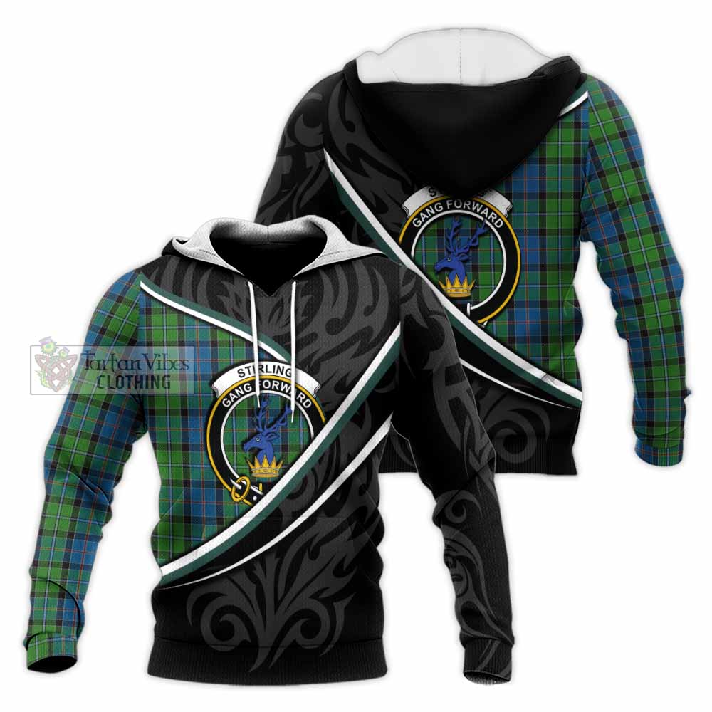 Stirling Tartan Family Crest Knitted Hoodie Celtic Scottish Thistle Floral - Tartan Vibes Clothing