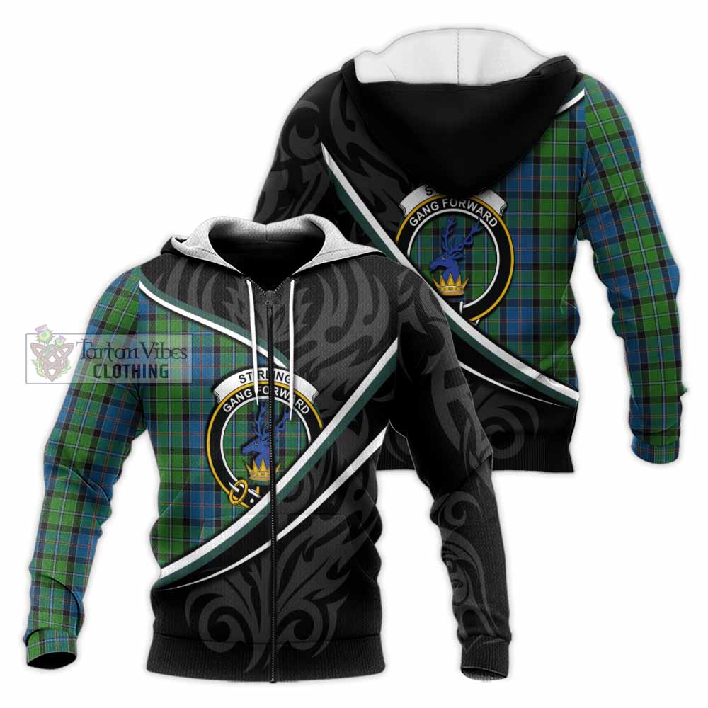 Stirling Tartan Family Crest Knitted Hoodie Celtic Scottish Thistle Floral - Tartan Vibes Clothing