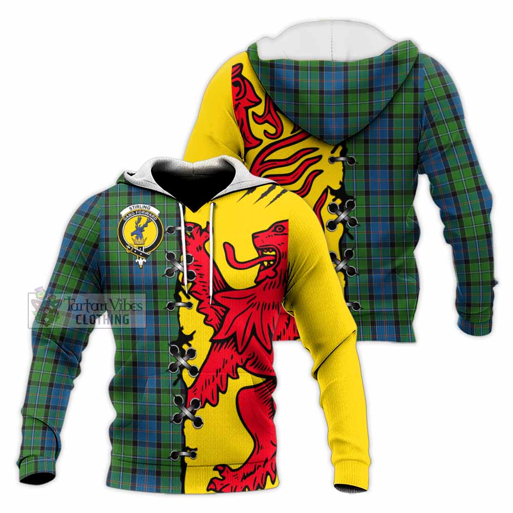 Stirling Tartan Family Crest Knitted Hoodie Lion Rampant Honor - Tartan Vibes Clothing