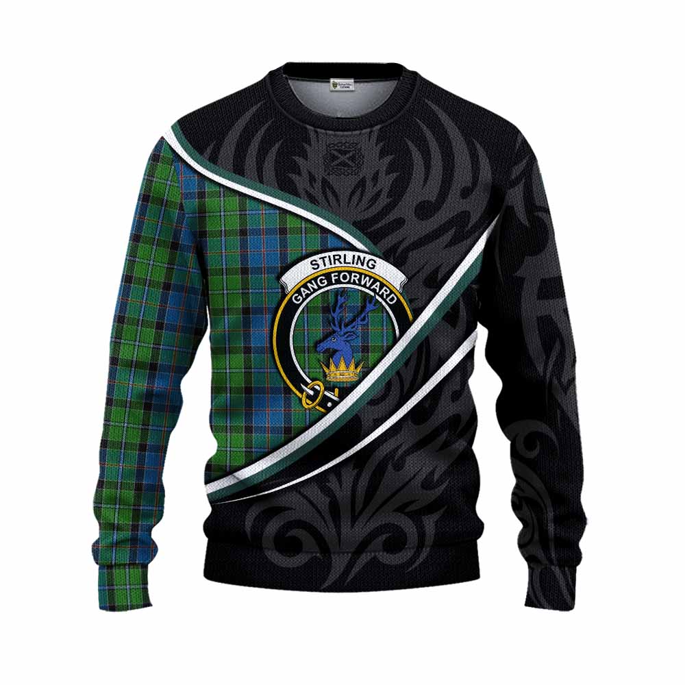 Stirling Tartan Family Crest Knitted Sweater Celtic Scottish Thistle Floral - Tartan Vibes Clothing