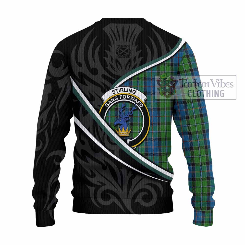 Stirling Tartan Family Crest Knitted Sweater Celtic Scottish Thistle Floral - Tartan Vibes Clothing