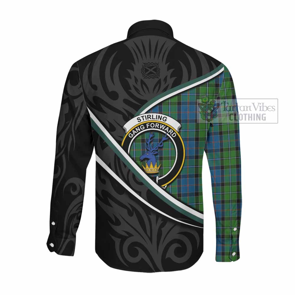 Stirling Tartan Family Crest Long Sleeve Button Shirts Celtic Scottish Thistle Floral - Tartan Vibes Clothing