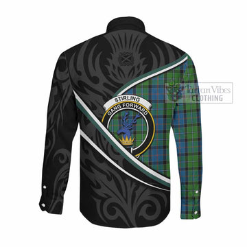 Stirling Tartan Family Crest Long Sleeve Button Shirts Celtic Scottish Thistle Floral - Tartan Vibes Clothing