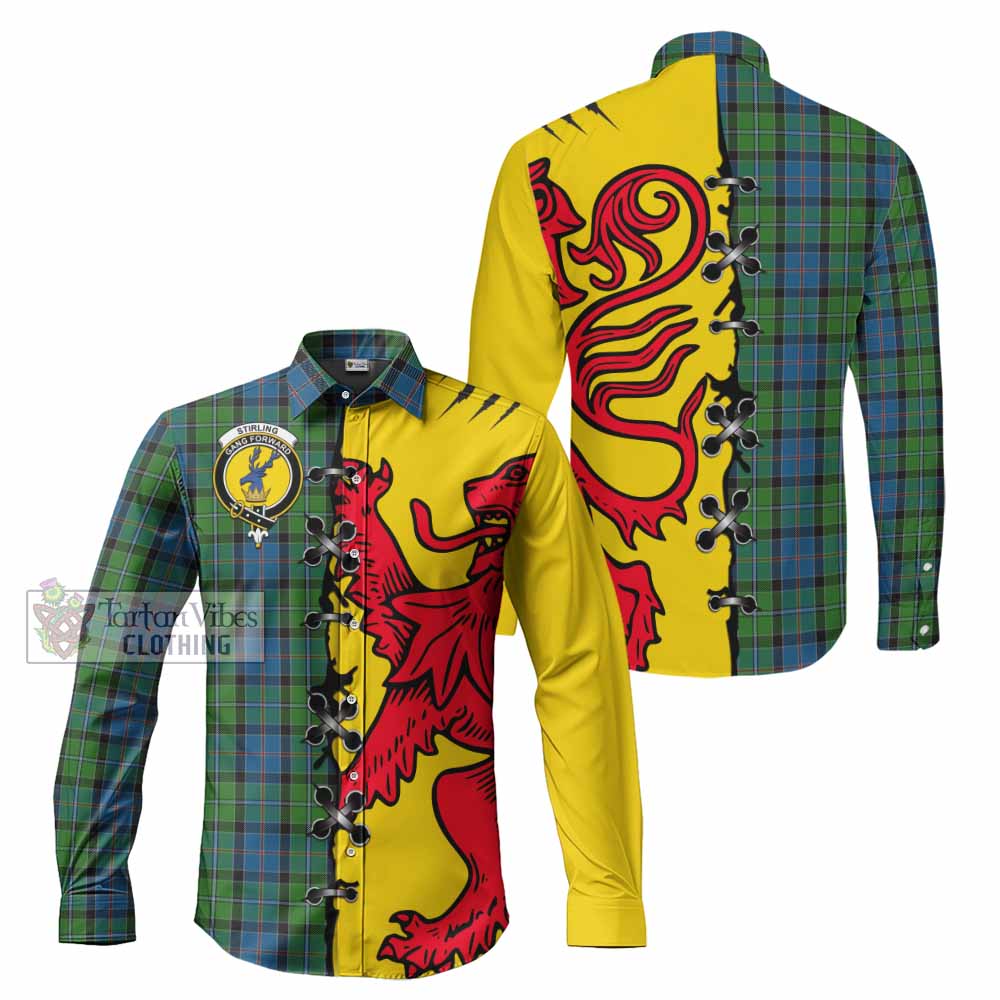Stirling Tartan Family Crest Long Sleeve Button Shirts Lion Rampant Honor - Tartan Vibes Clothing