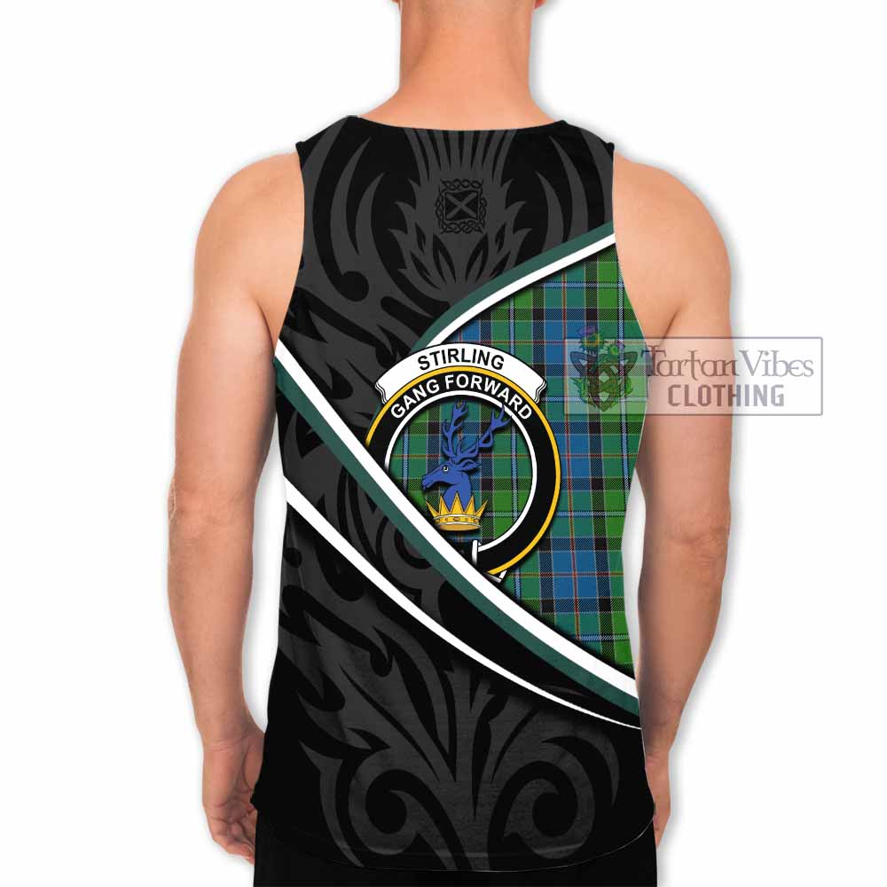 Stirling Tartan Family Crest Men Tank Top Celtic Scottish Thistle Floral - Tartan Vibes Clothing