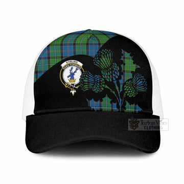 Stirling Tartan Family Crest Mesh Trucker Cap Scotland Thistle Floral Flag Style