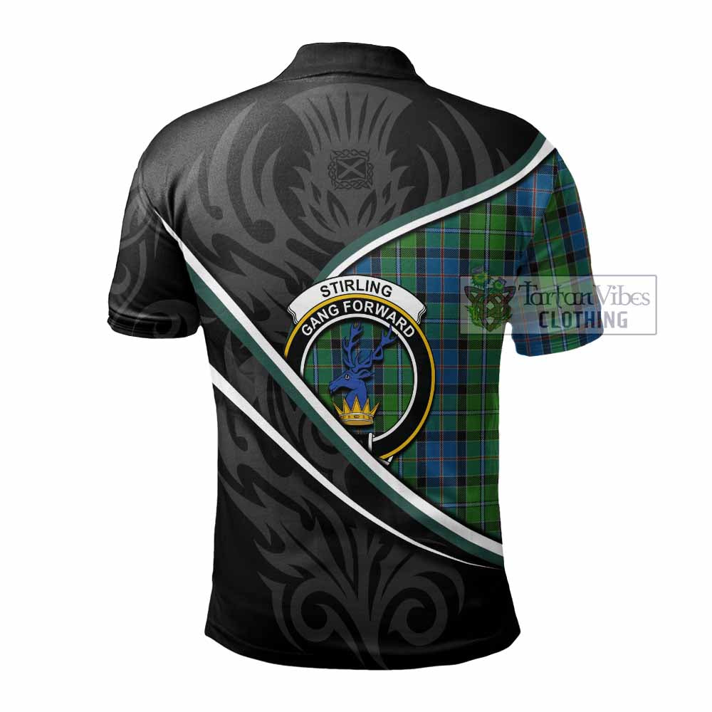 Stirling Tartan Family Crest Polo Shirt Celtic Scottish Thistle Floral - Tartan Vibes Clothing