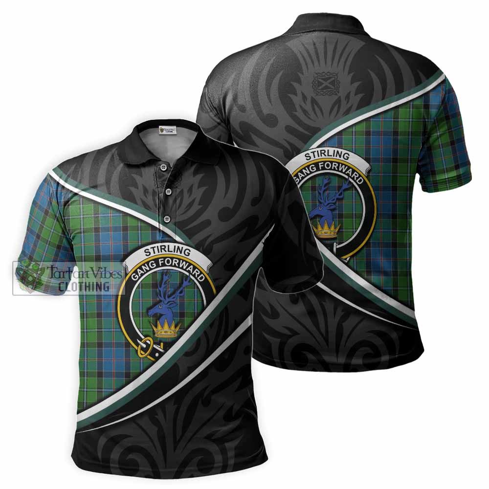 Stirling Tartan Family Crest Polo Shirt Celtic Scottish Thistle Floral - Tartan Vibes Clothing