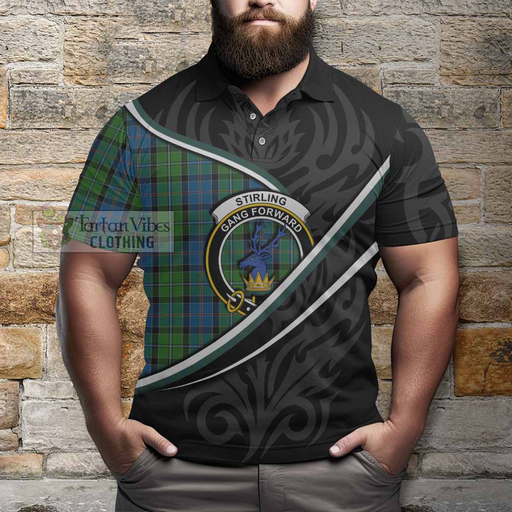 Stirling Tartan Family Crest Polo Shirt Celtic Scottish Thistle Floral - Tartan Vibes Clothing