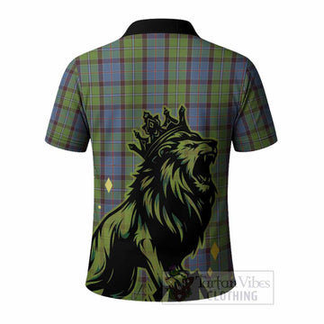 Stirling Tartan Family Crest Polo Shirt Crowned Lion Roaring
