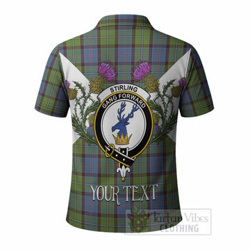 Stirling Tartan Family Crest Polo Shirt Scottish Burns Night Thistle Floral