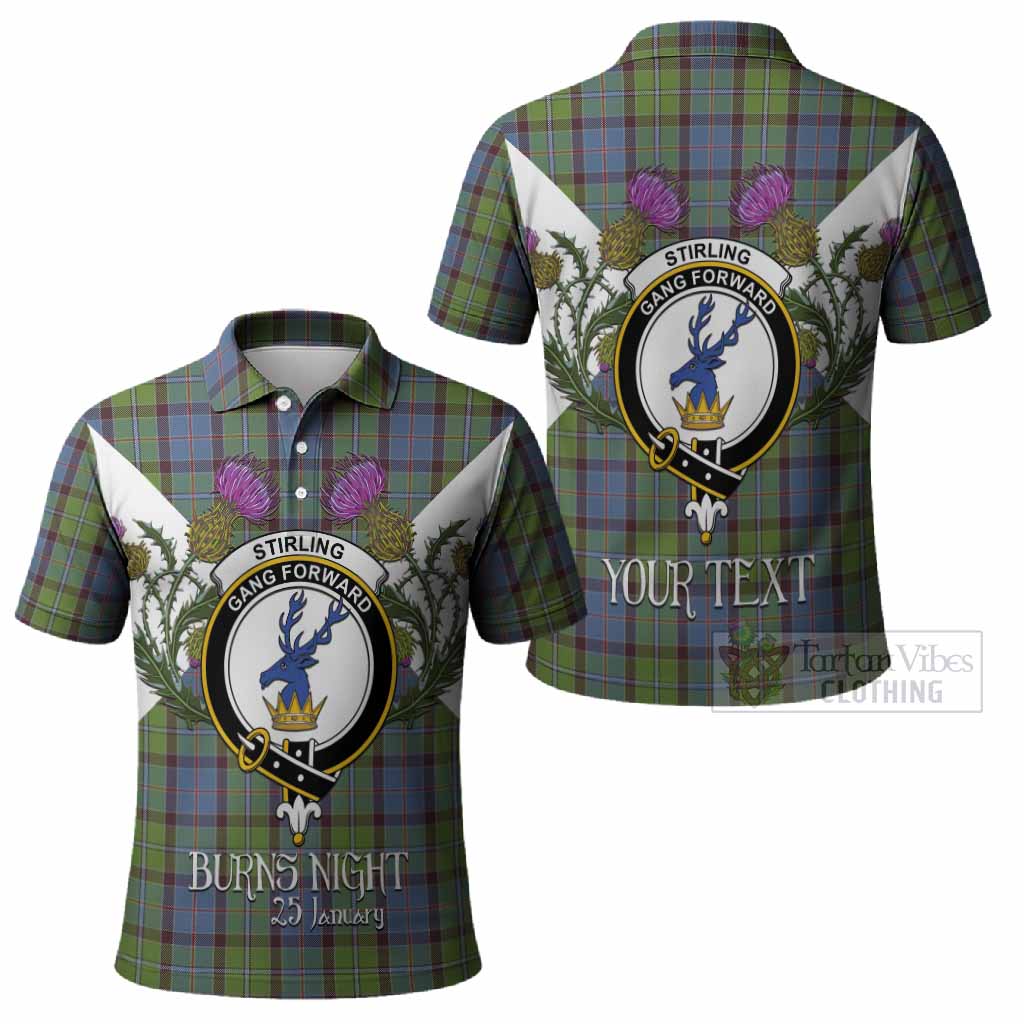 Stirling Tartan Family Crest Polo Shirt Scottish Burns Night Thistle Floral