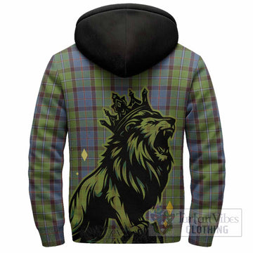 Stirling Tartan Family Crest Sherpa Hoodie Crowned Lion Roaring
