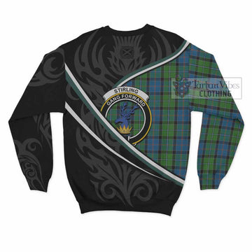 Stirling Tartan Family Crest Sweatshirt Celtic Scottish Thistle Floral - Tartan Vibes Clothing