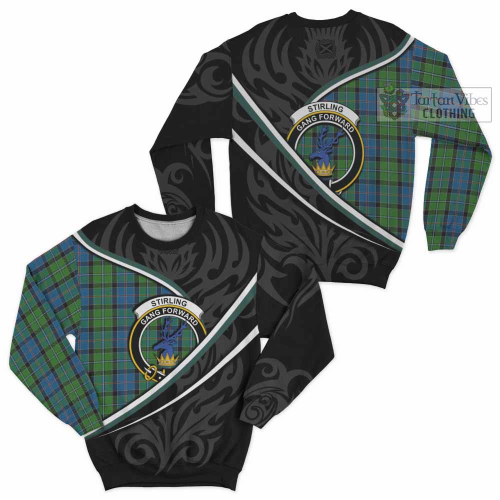Stirling Tartan Family Crest Sweatshirt Celtic Scottish Thistle Floral - Tartan Vibes Clothing