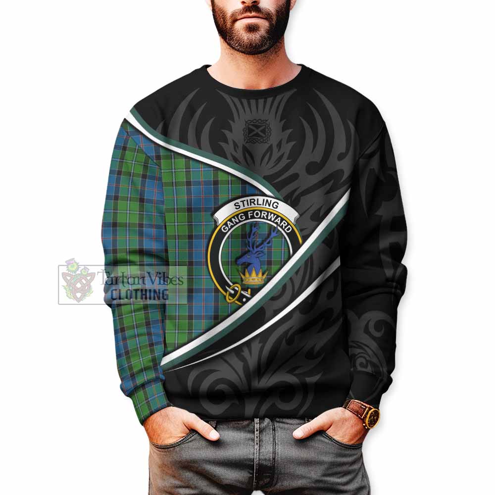 Stirling Tartan Family Crest Sweatshirt Celtic Scottish Thistle Floral - Tartan Vibes Clothing