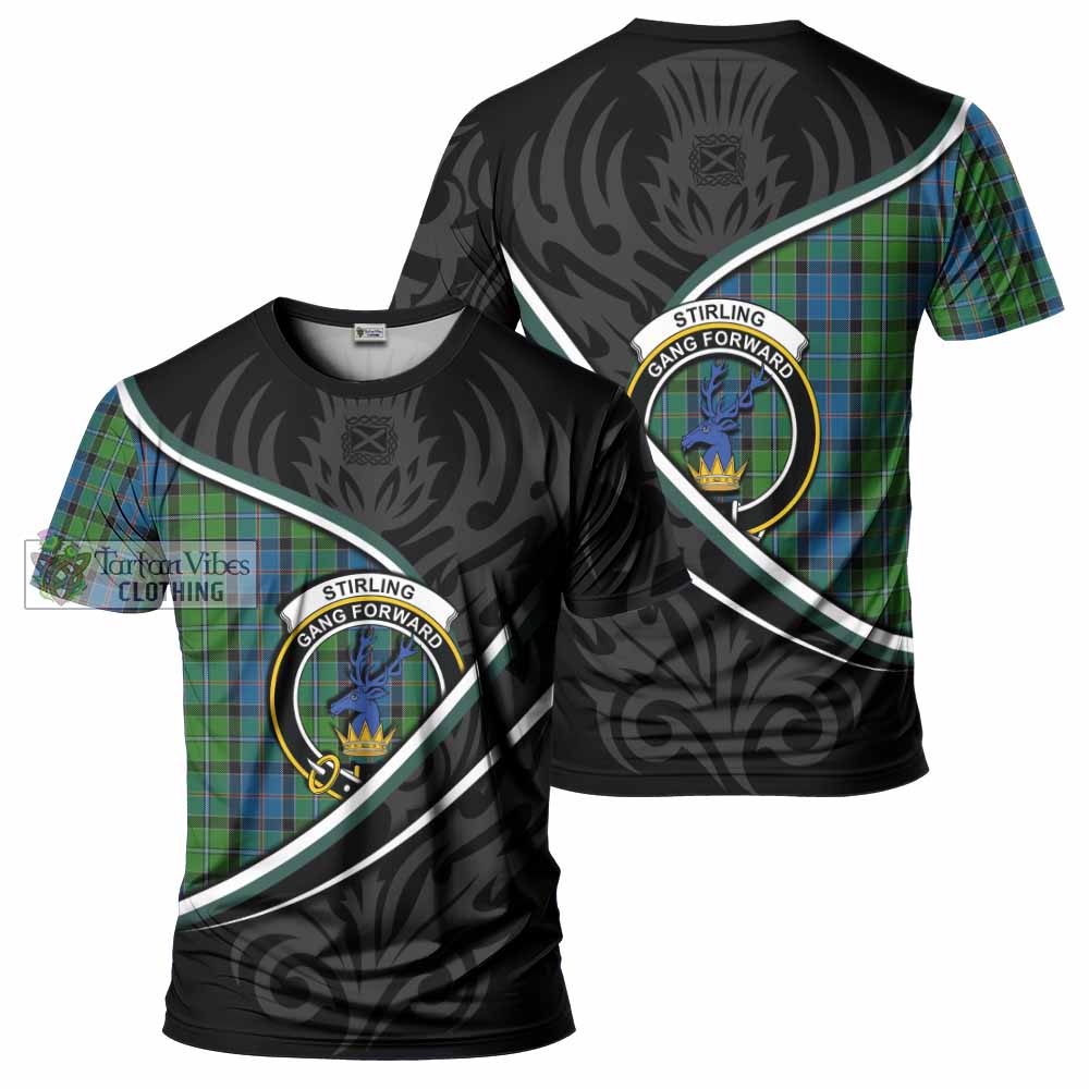 Stirling Tartan Family Crest T-shirt Celtic Scottish Thistle Floral - Tartan Vibes Clothing