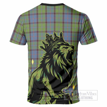 Stirling Tartan Family Crest T-Shirt Crowned Lion Roaring