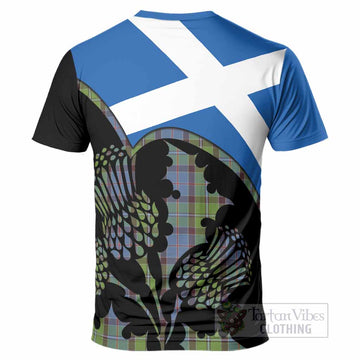 Stirling Tartan Family Crest T-Shirt Scotland Thistle Floral Flag Style